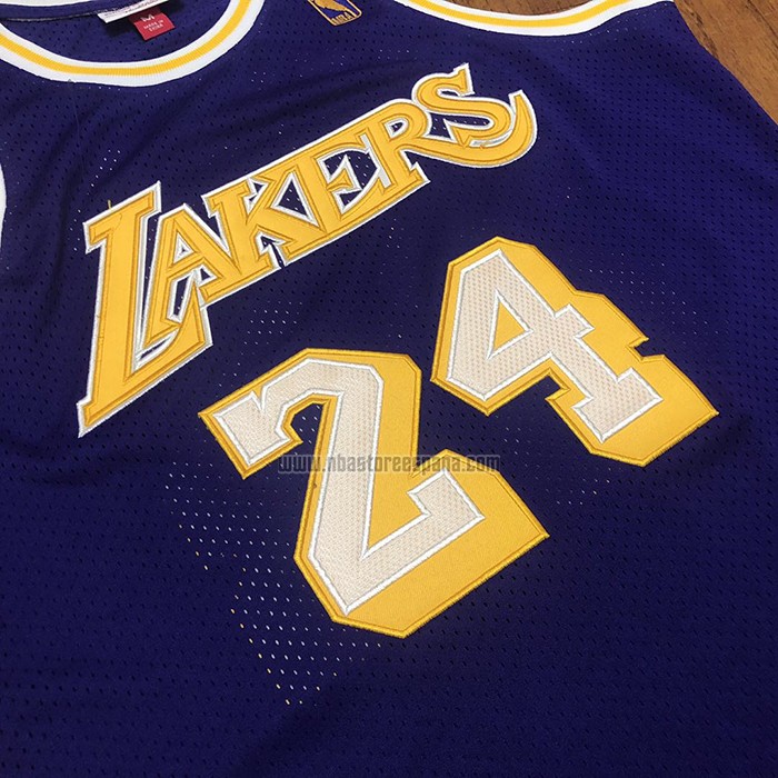 Camiseta Los Angeles Lakers Kobe Bryant NO 24 Mitchell & Ness 2007-08 Violeta